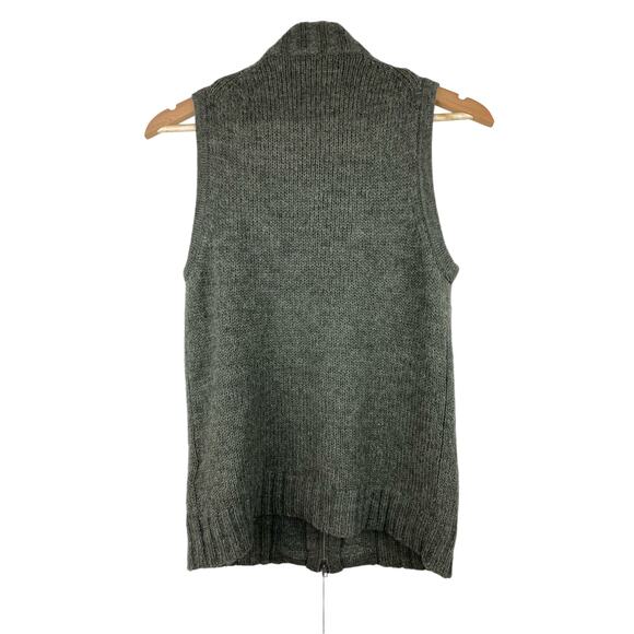 J. Crew Collection Women's M Green Beaded Full Zip Alpaca Blend Sweater Vest - Picture 3 of 5